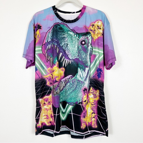 Rage On T-Rex & Kitten Graphic Tee Shirt Short Sleeve Men's Size XL - Picture 1 of 8